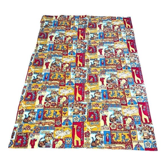 Vintage Circus Fabric Vintage 1960's 1970's Upholstery Fabric Cotton Poly Blend - Picture 1 of 5
